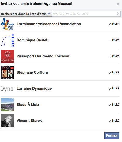 inviter ami Facebook page nouvelle version